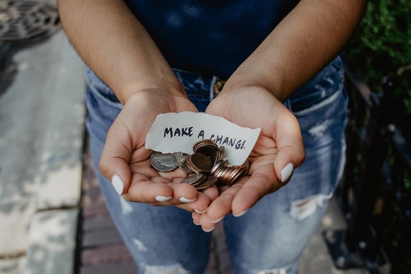 Hands giving charity